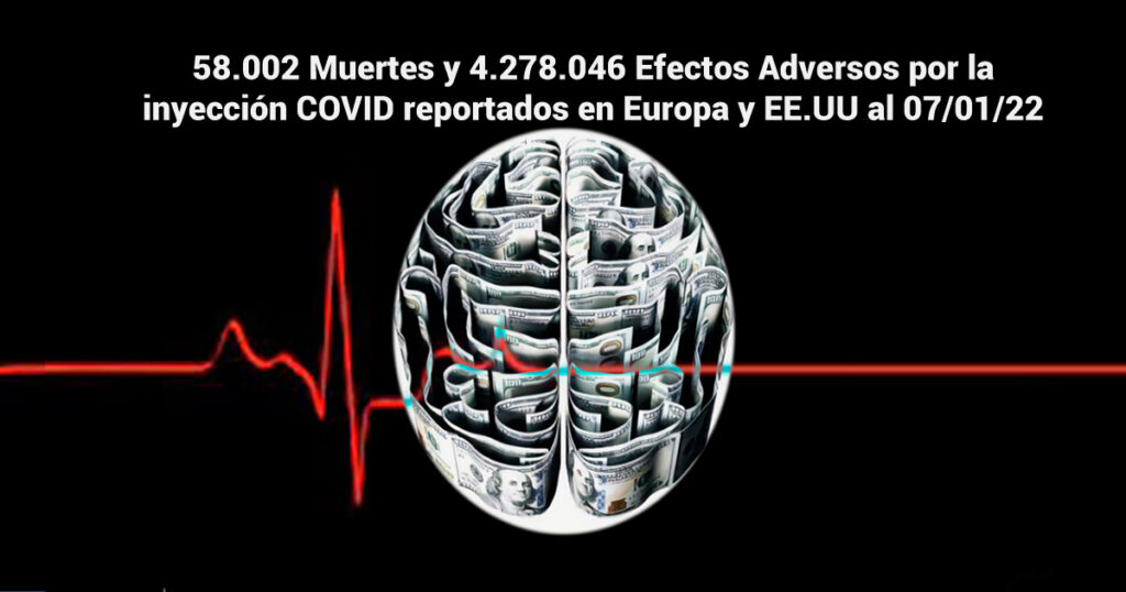 58.002 Muertes y 4.278.046 Efectos Adversos por la inyección K0 B1T reportados en Europa y EE.UU